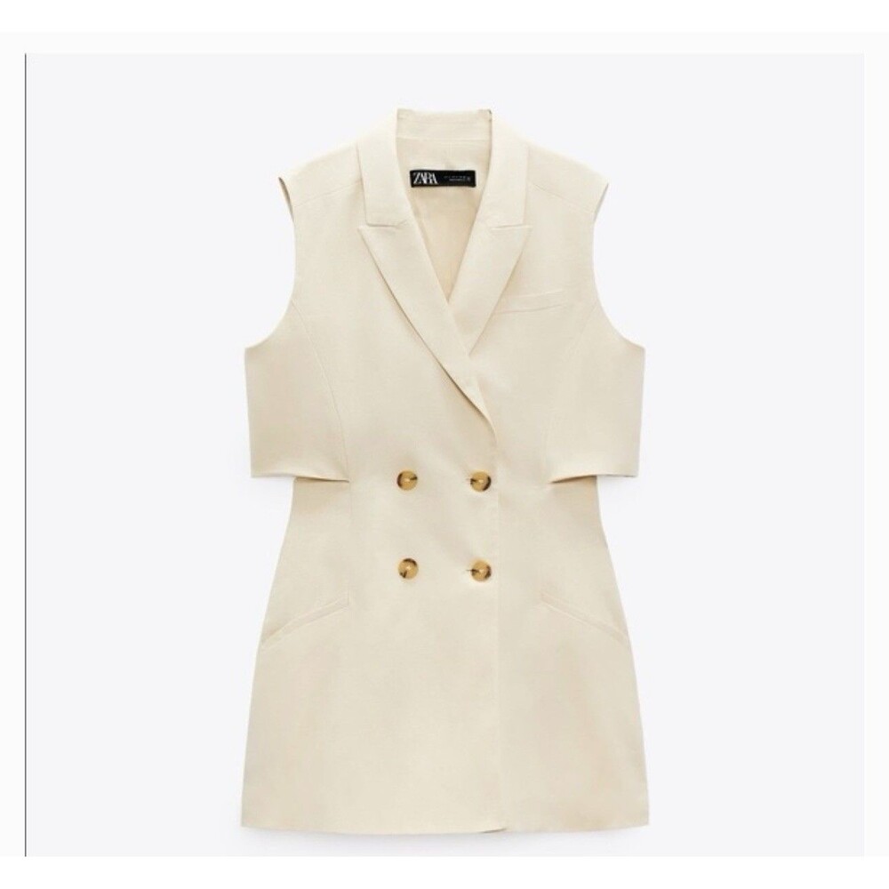 Zara Shorts Romper Small 8183/479/711 Beige Yellow $90